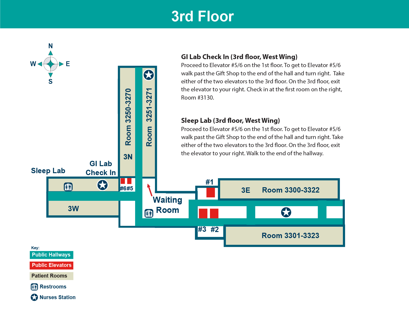 FHN Memorial Hospital third floor layout
